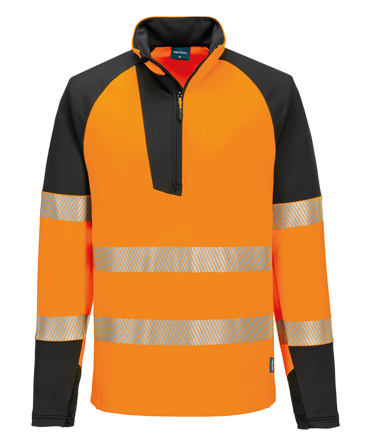 PW3 Hi-vis ¼-zip sweatshirt (T172) - Orange/Black