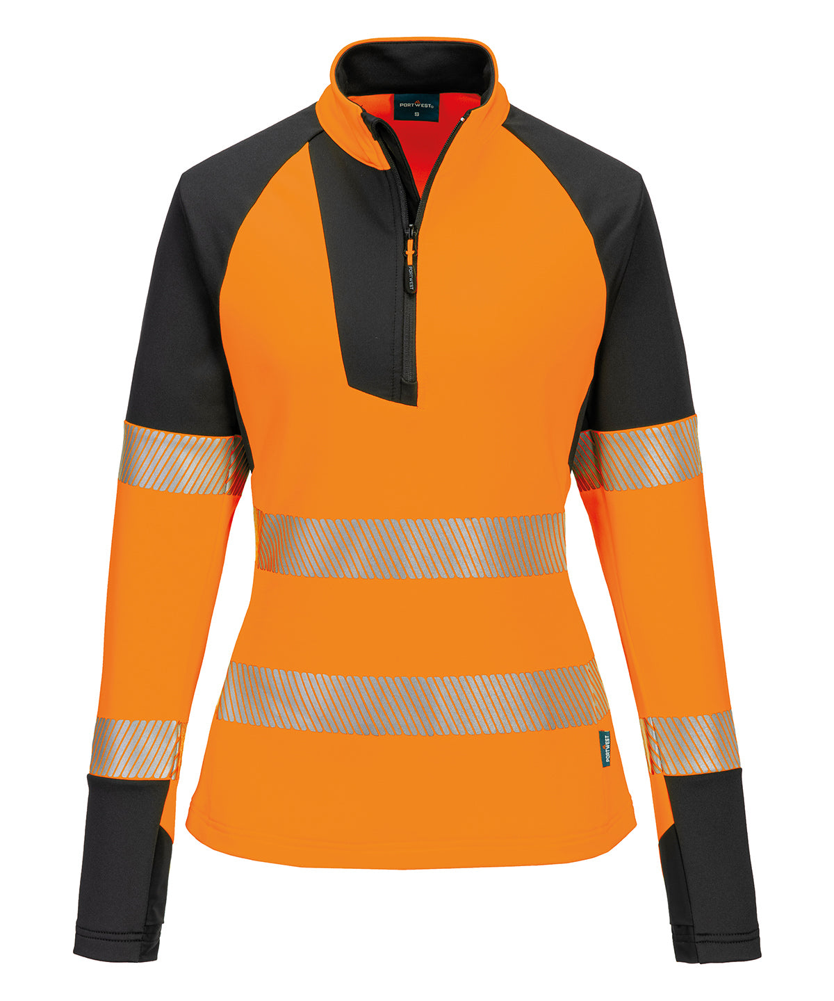 Women’s PW3 Hi-vis ¼-zip sweatshirt (T173) - Orange/Black