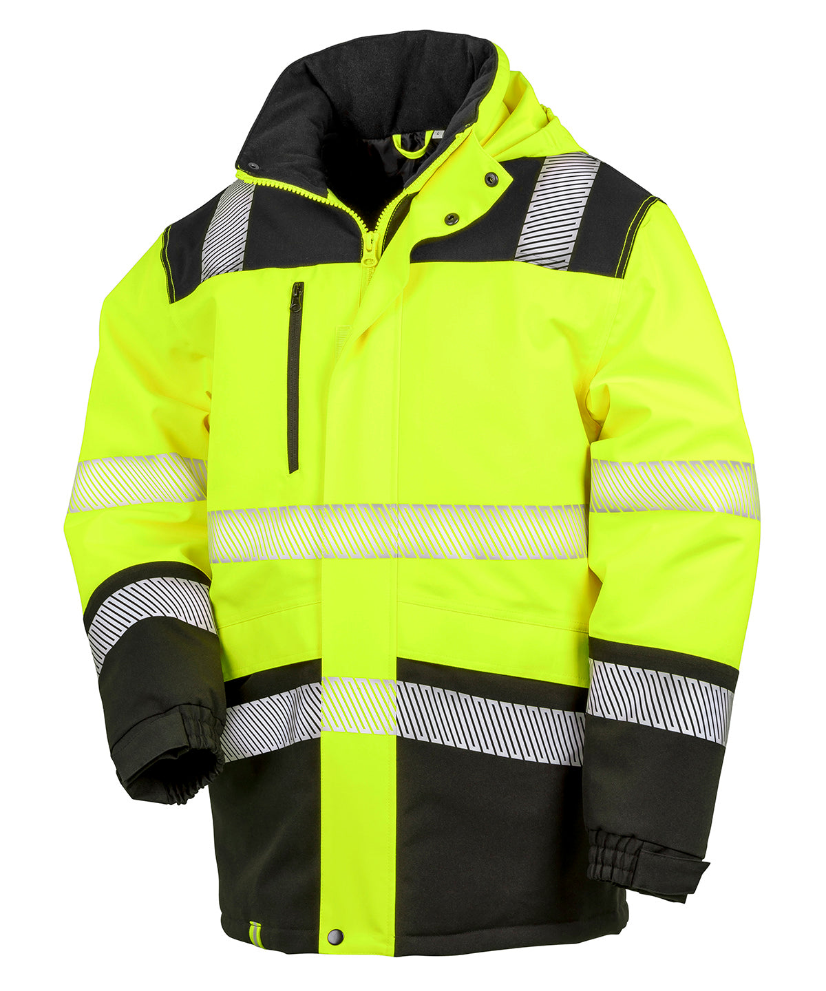 Printable softshell safety coat - Fluorescent Yellow/Black