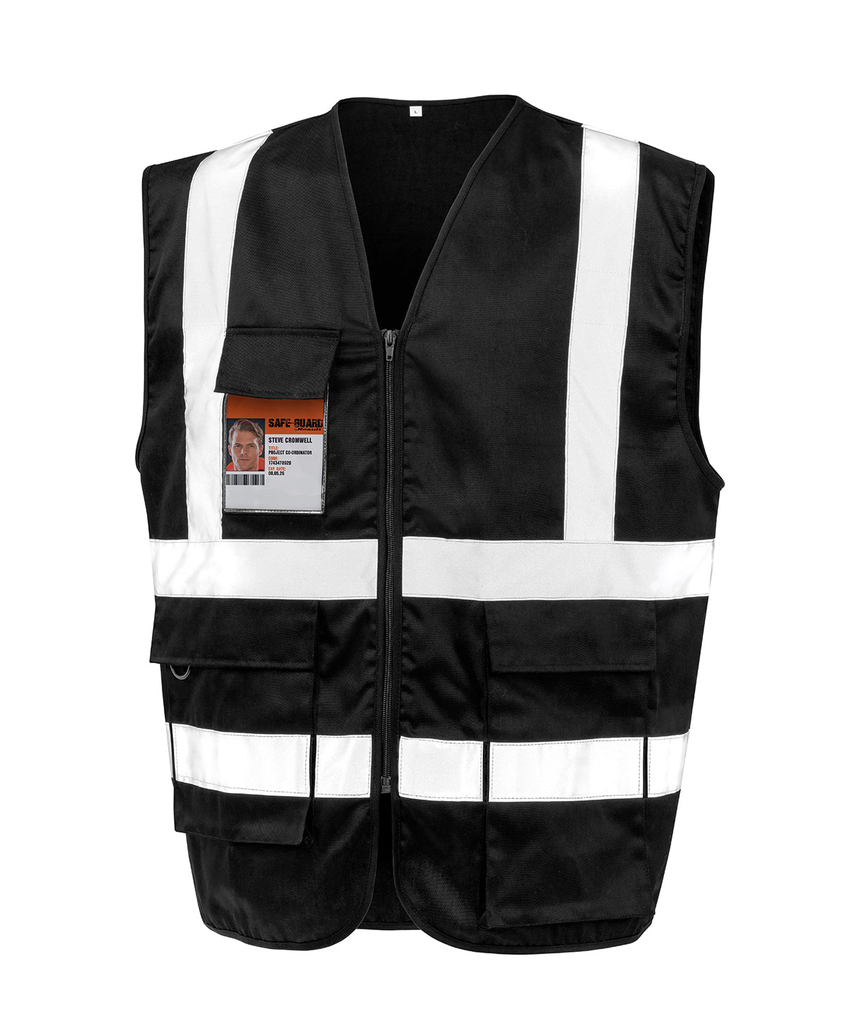 Heavy duty polycotton security vest - Black