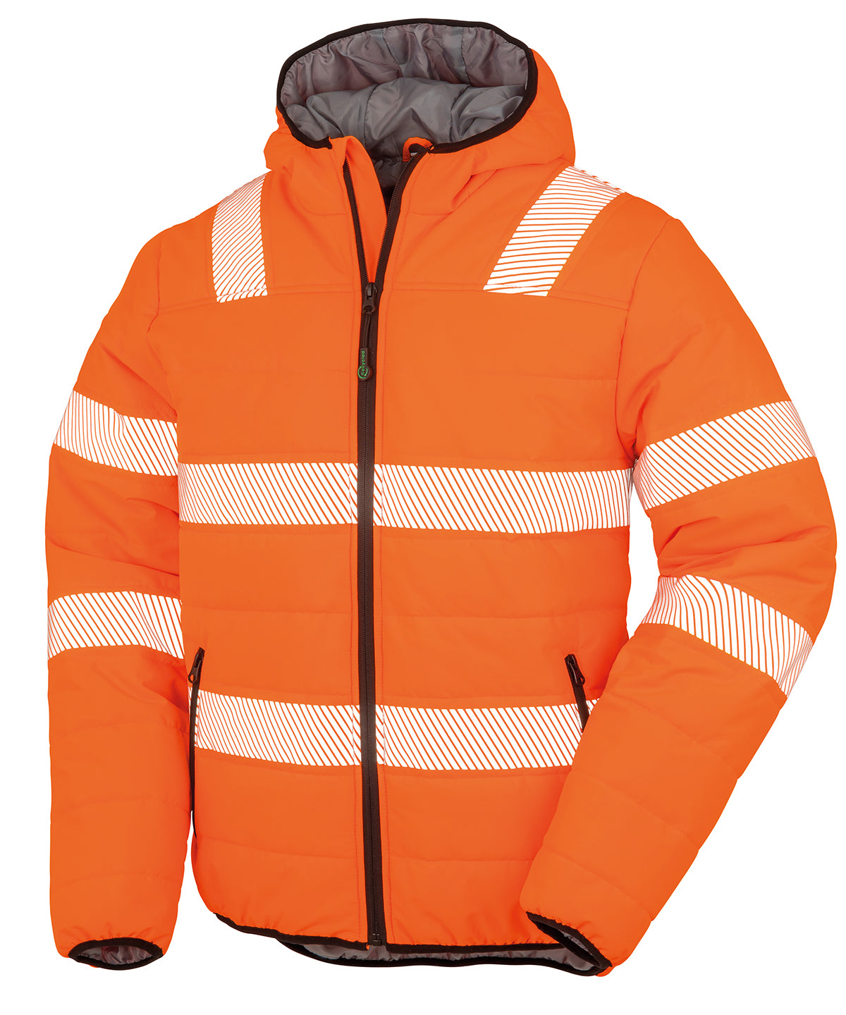 Recycled ripstop padded safety jacket - Fluorescent Orange