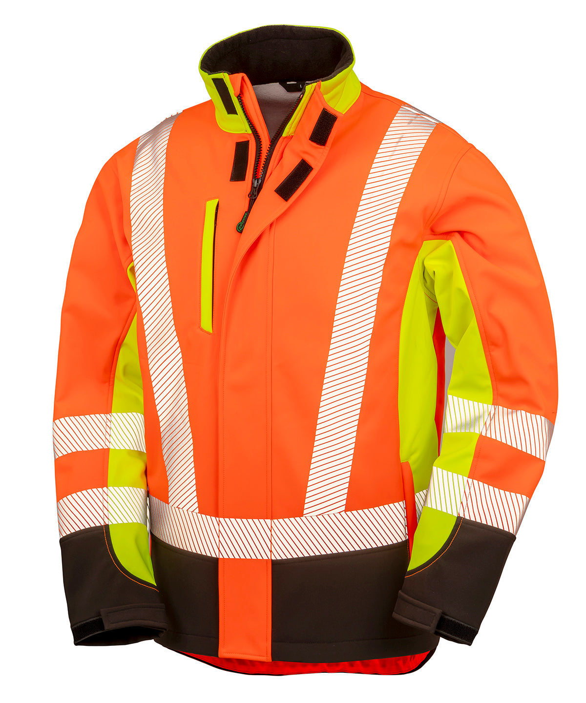 Recycled 3-layer printable 3-tone safety softshell - Fluorescent Yellow/Fluorescent Orange/Black