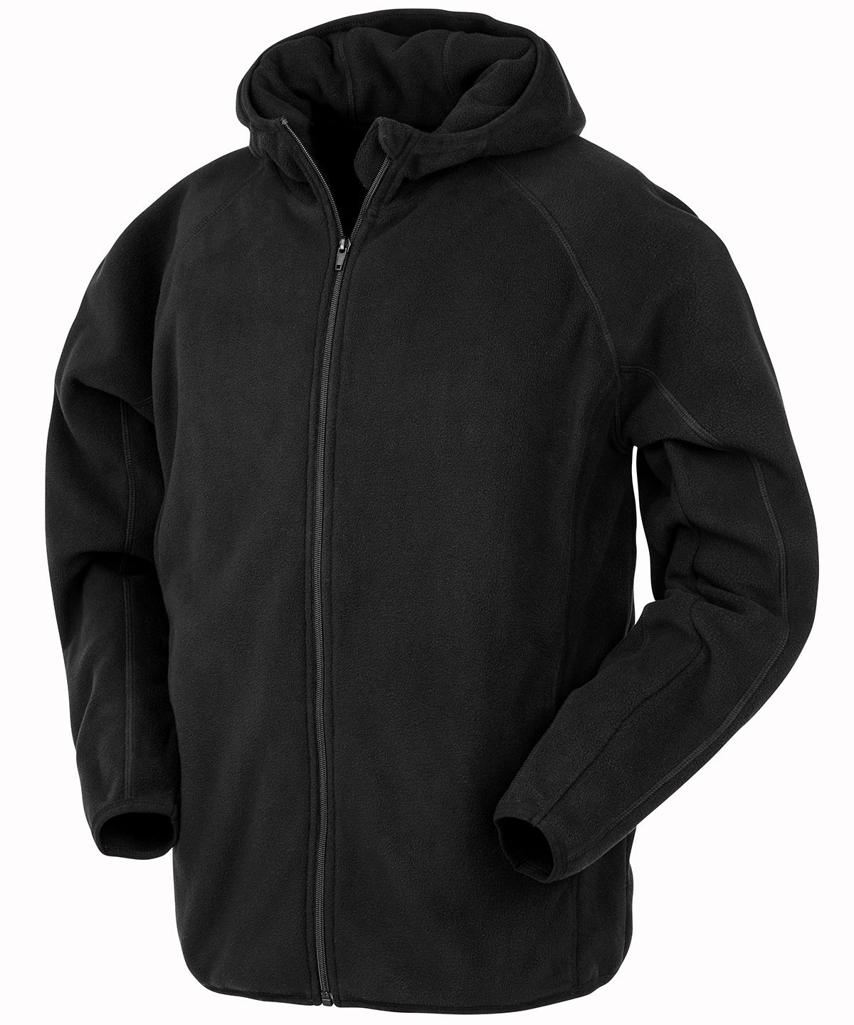 Recycled hooded microfleece jacket - Black