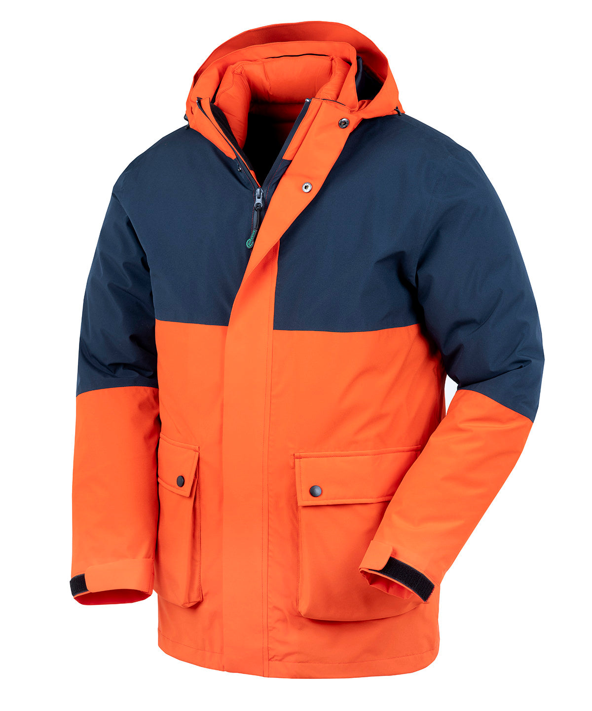 Recycled 3-in-1 padded ripstop jacket - Navy/Orange*