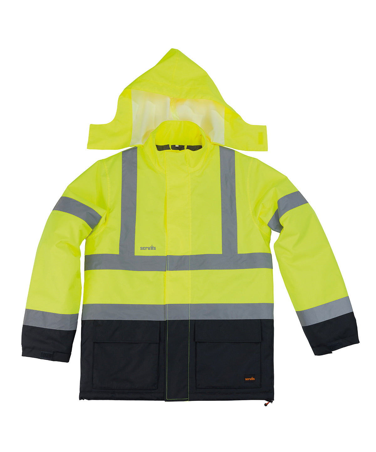 High-visibility waterproof jacket - Yellow/Navy