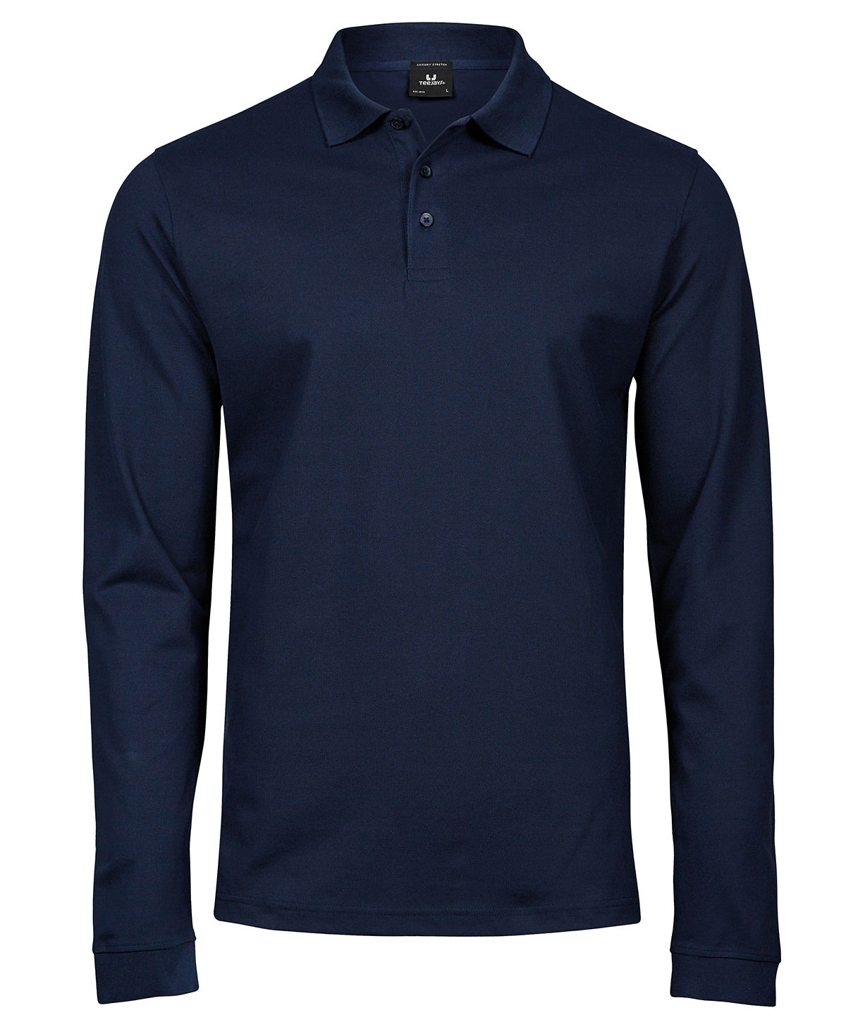 Luxury stretch long sleeve polo (1406) - Navy