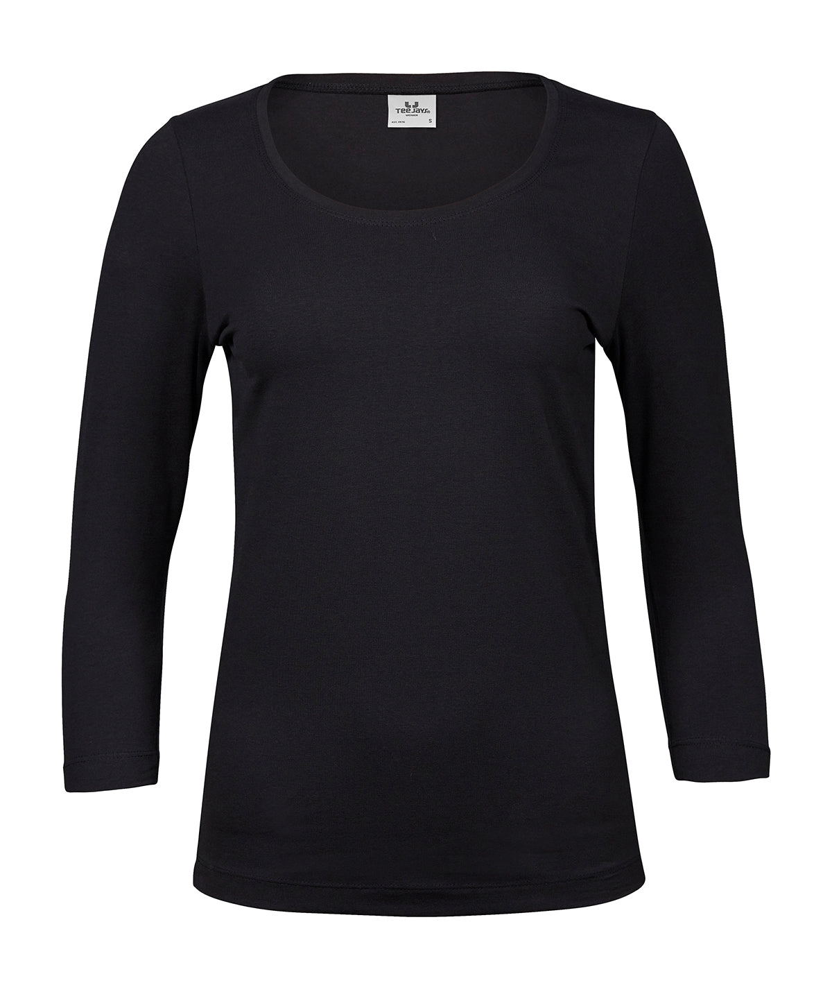 Women’s stretch 3/4-sleeve tee (460) - Black