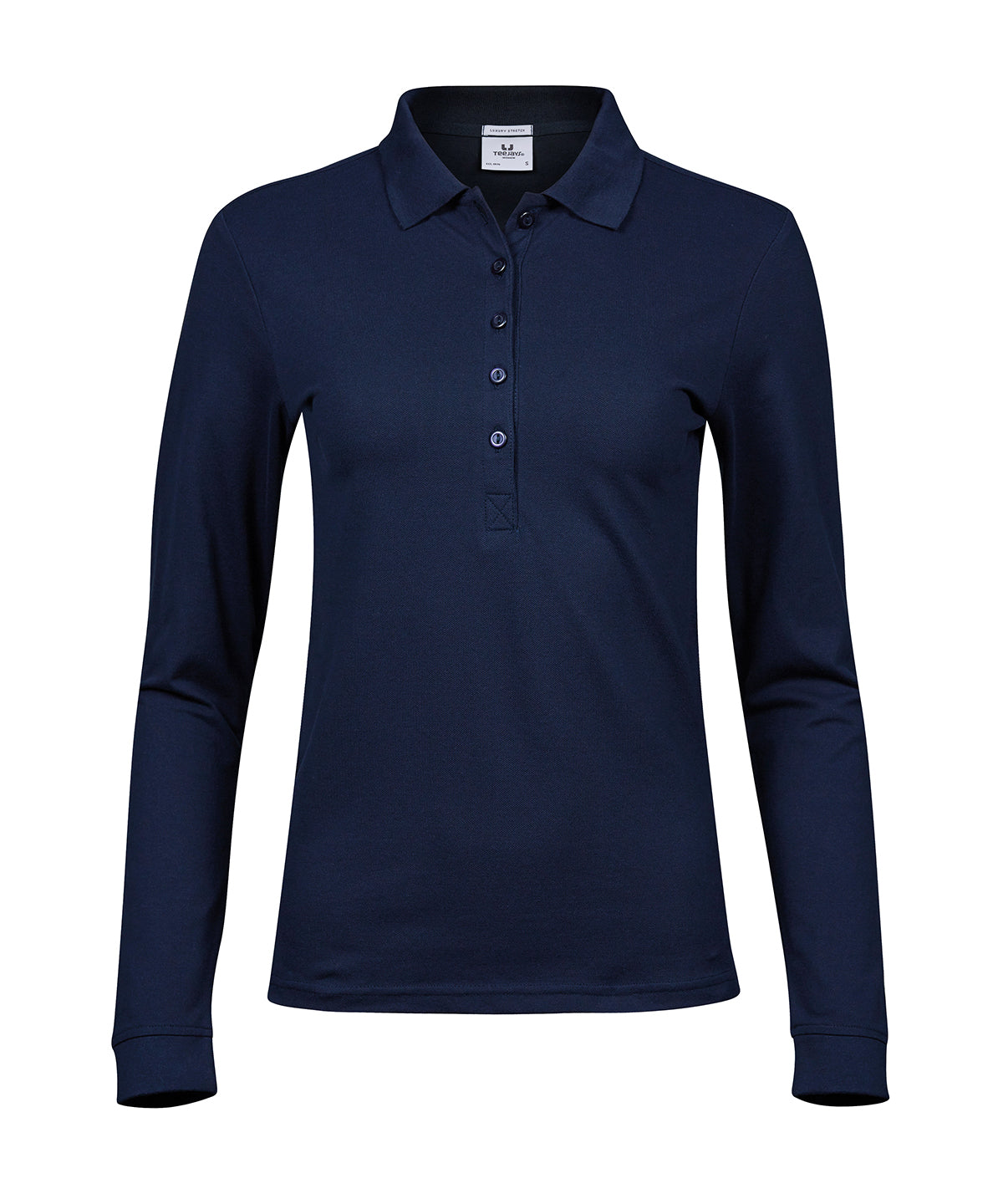 Women’s luxury stretch long sleeve polo (146) - Navy