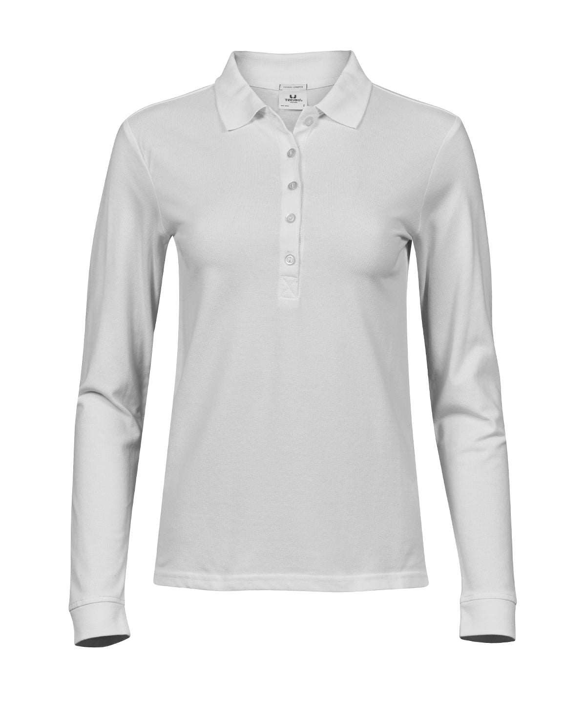 Women’s luxury stretch long sleeve polo (146) - White
