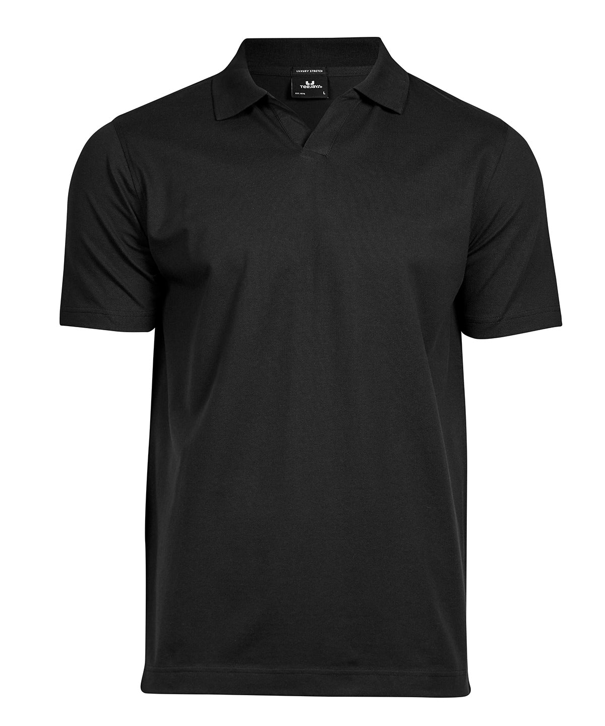 Luxury stretch v-neck polo (1404) - Black