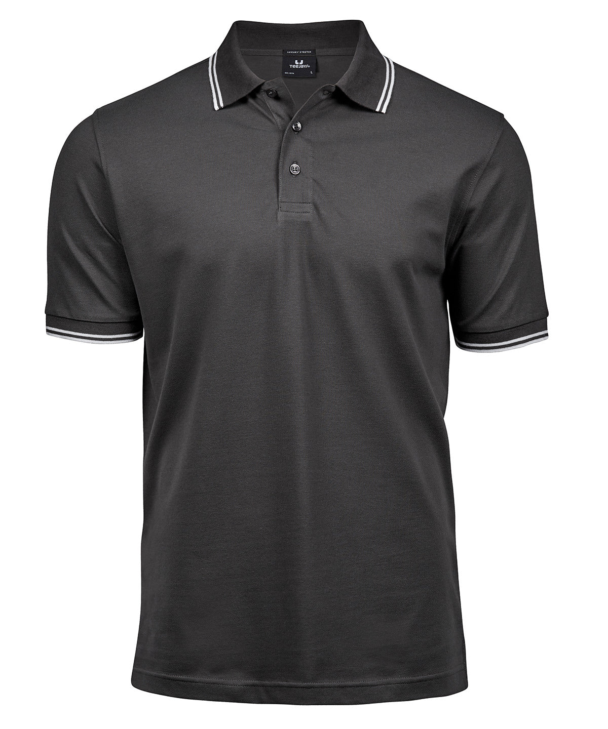 Luxury stripe stretch polo (1407) - Dark Grey/White