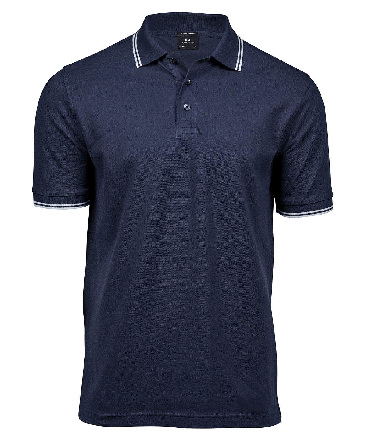 Luxury stripe stretch polo (1407) - Navy/White