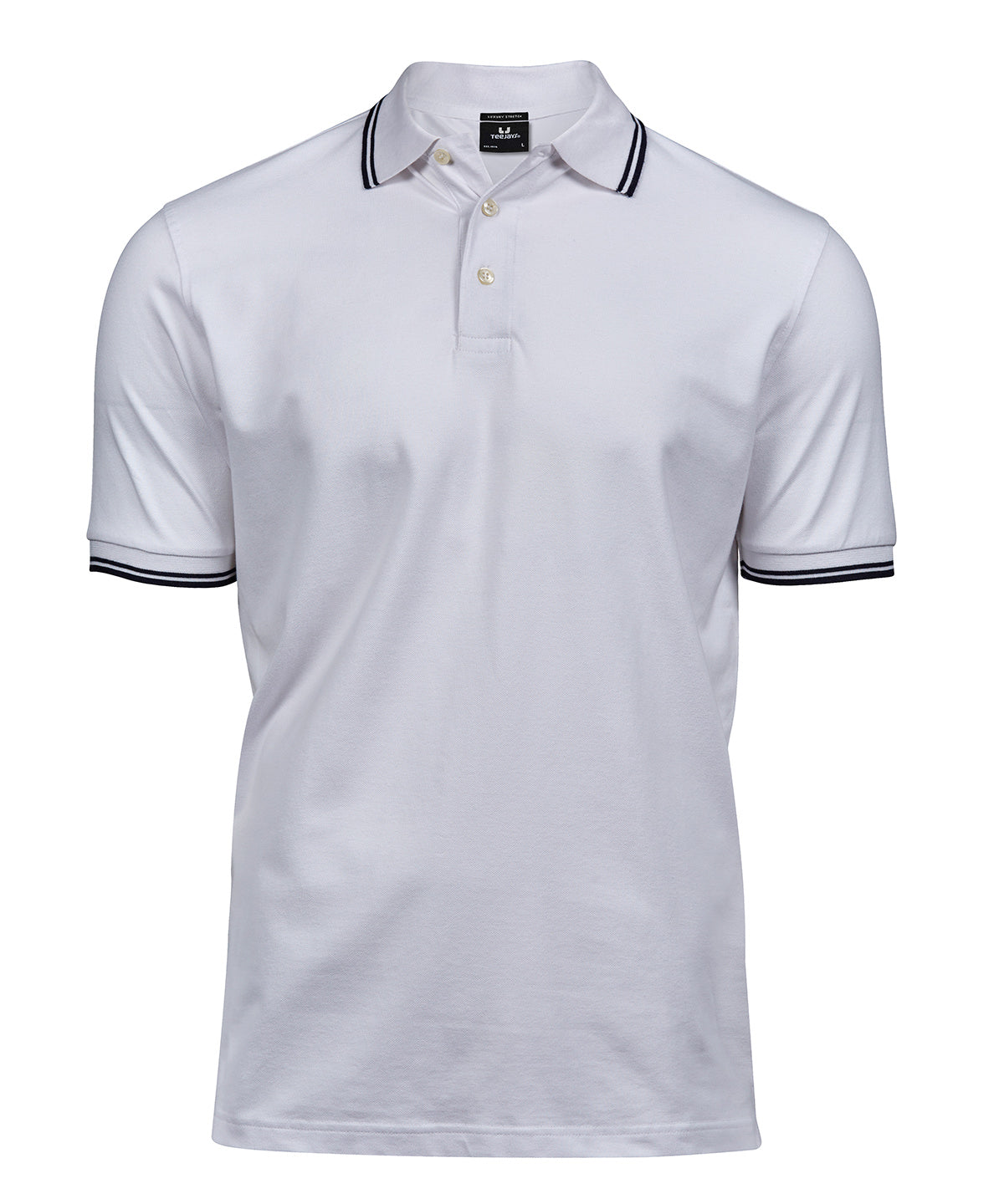 Luxury stripe stretch polo (1407) - White/Navy