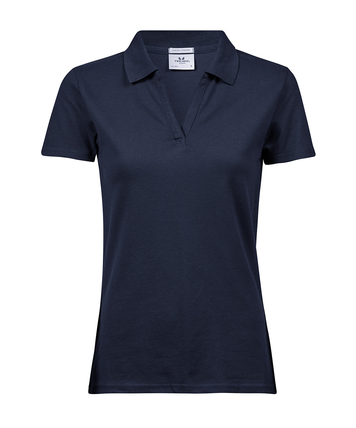 Women’s luxury stretch v-neck polo (1409) - Navy