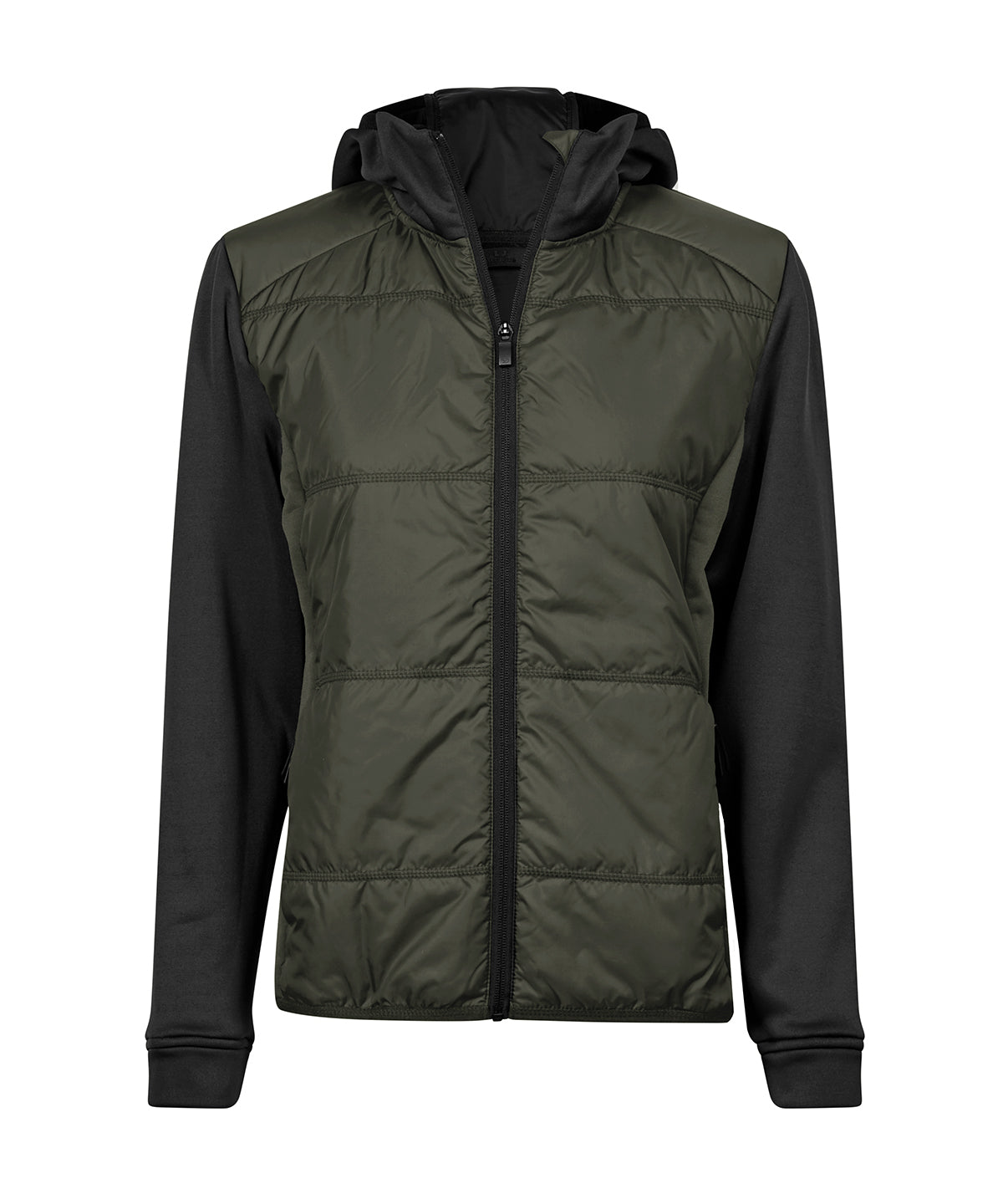 Women’s hybrid-stretch hooded jacket (9113) - Deep Green/Black