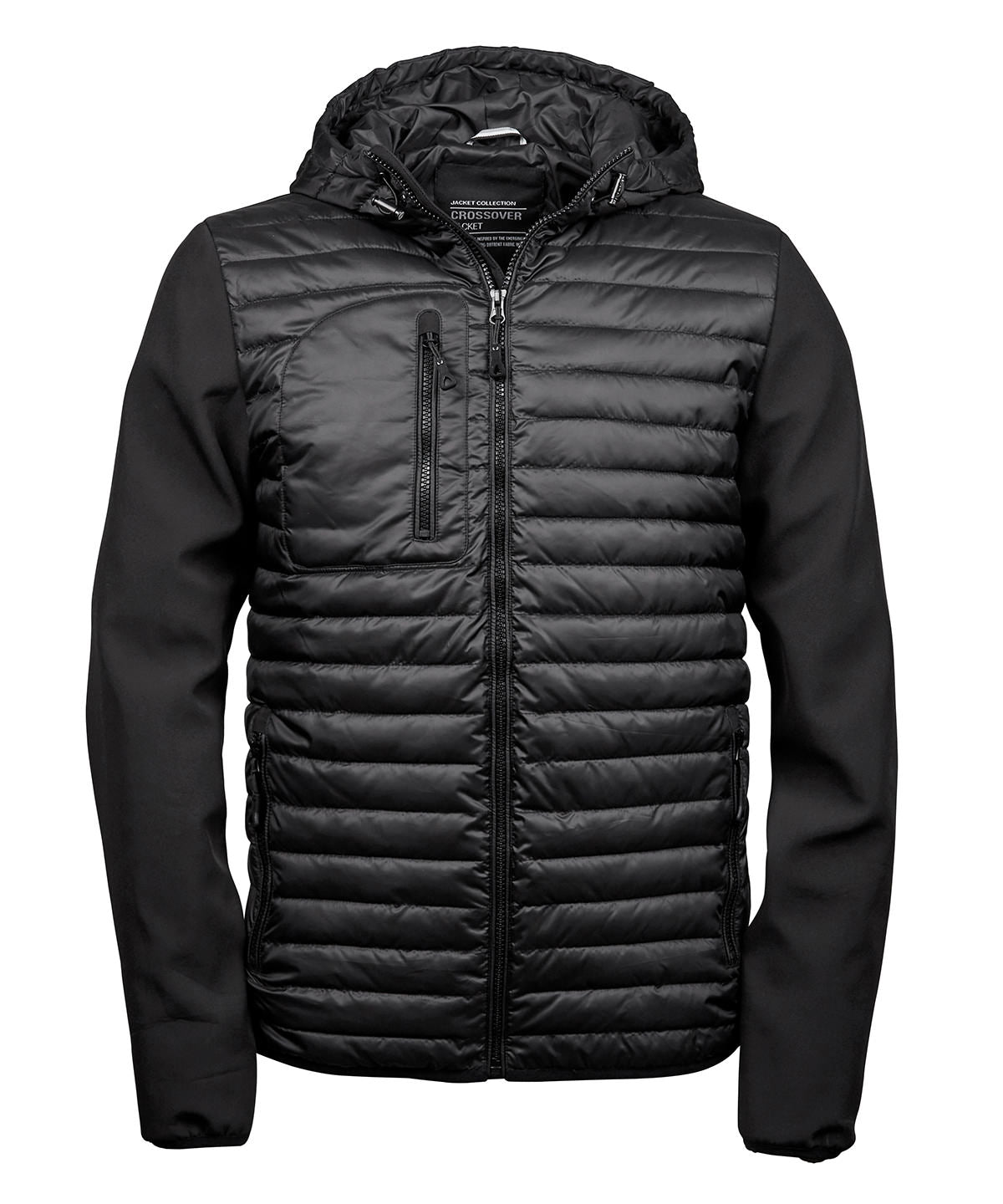 Hooded crossover jacket (9628) - Black/Black