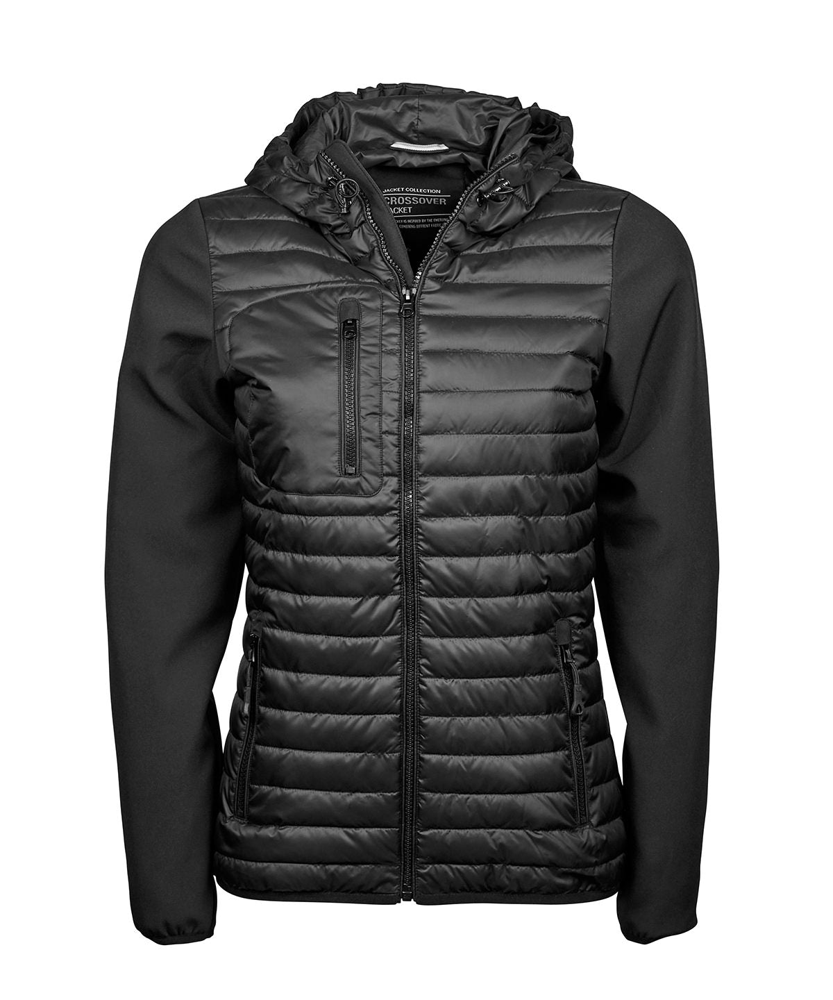 Women’s hooded crossover jacket (9629) - Black/Black