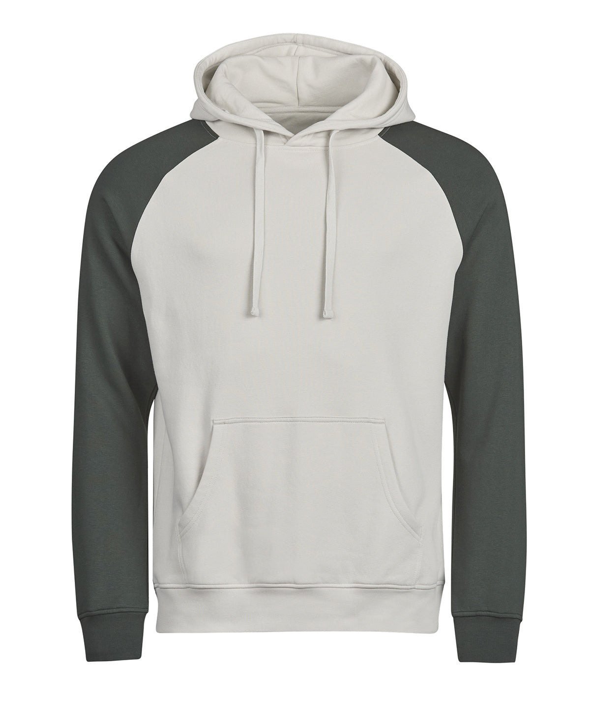 UNLABELED two-tone hooded sweatshirt (5156) - Cement/Dark Green