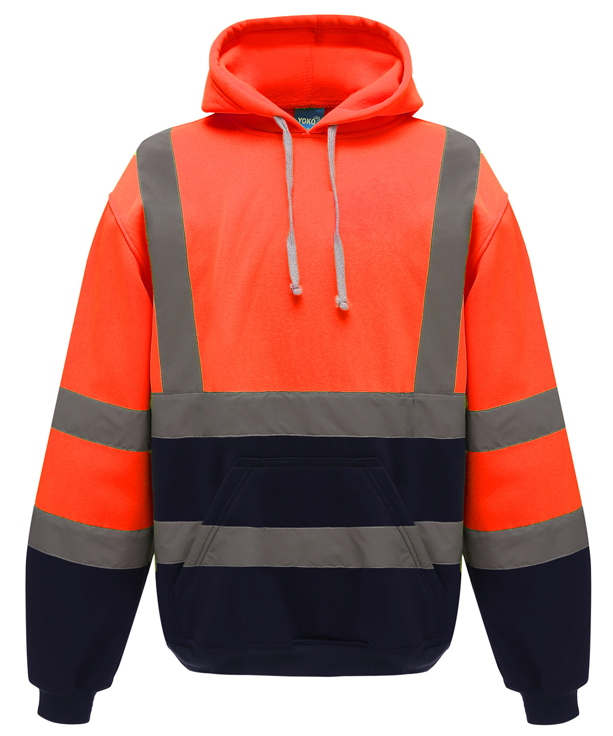 Hi-vis pull-over hoodie (HVK05) - Orange/Navy