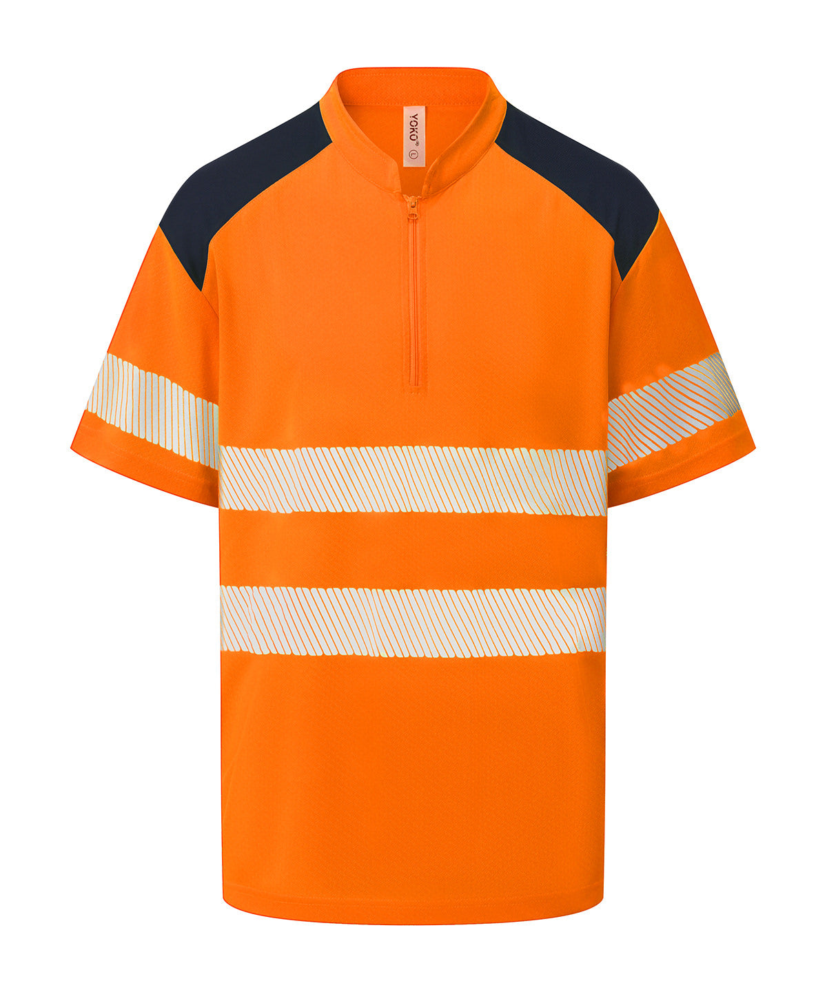Hi-vis mandarin collar zip neck comfort trim polo (HVJ230) - Hi-vis Orange