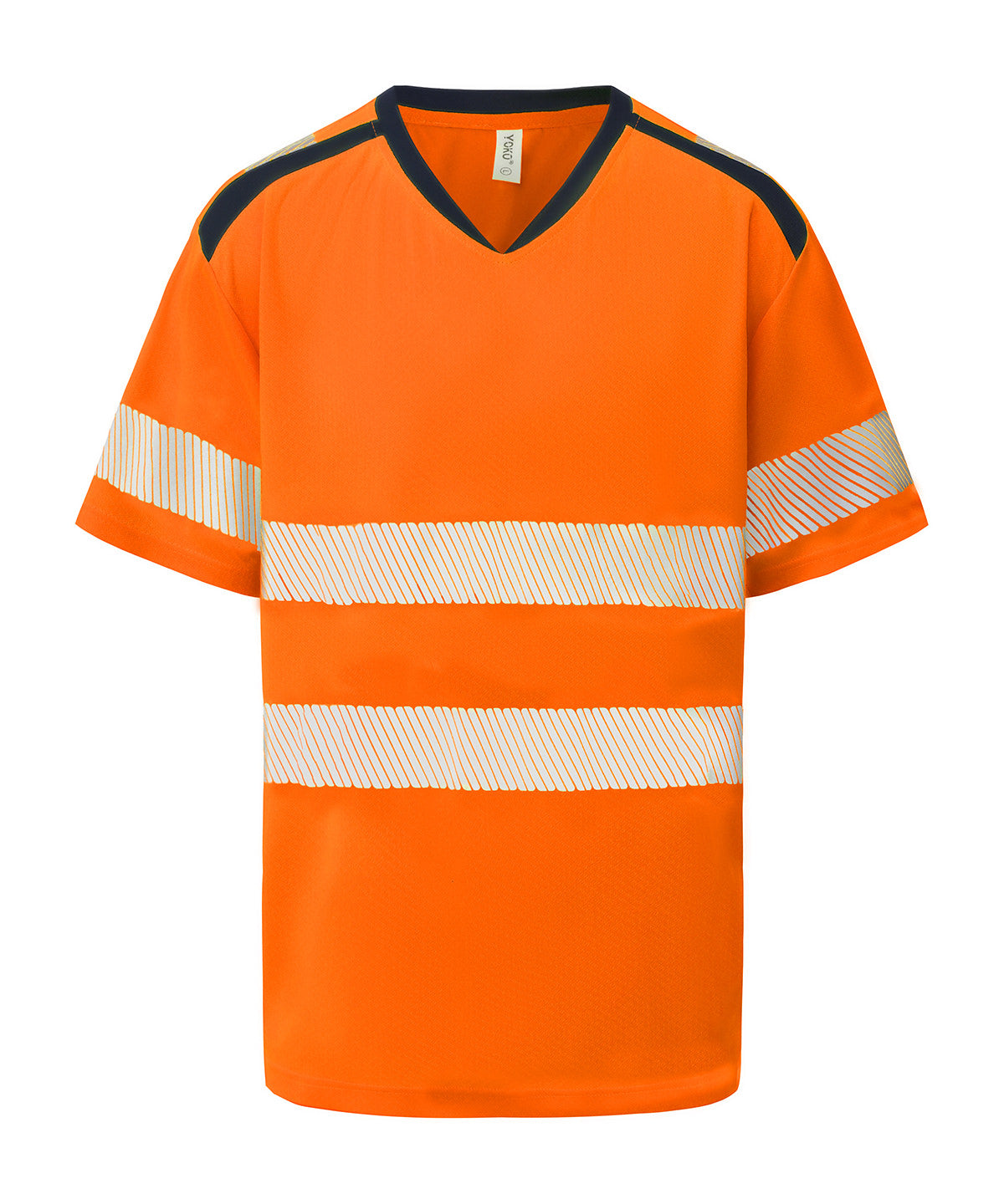 Hi-vis mandarin collar comfort trim t-shirt (HVJ430) - Hi-vis Orange