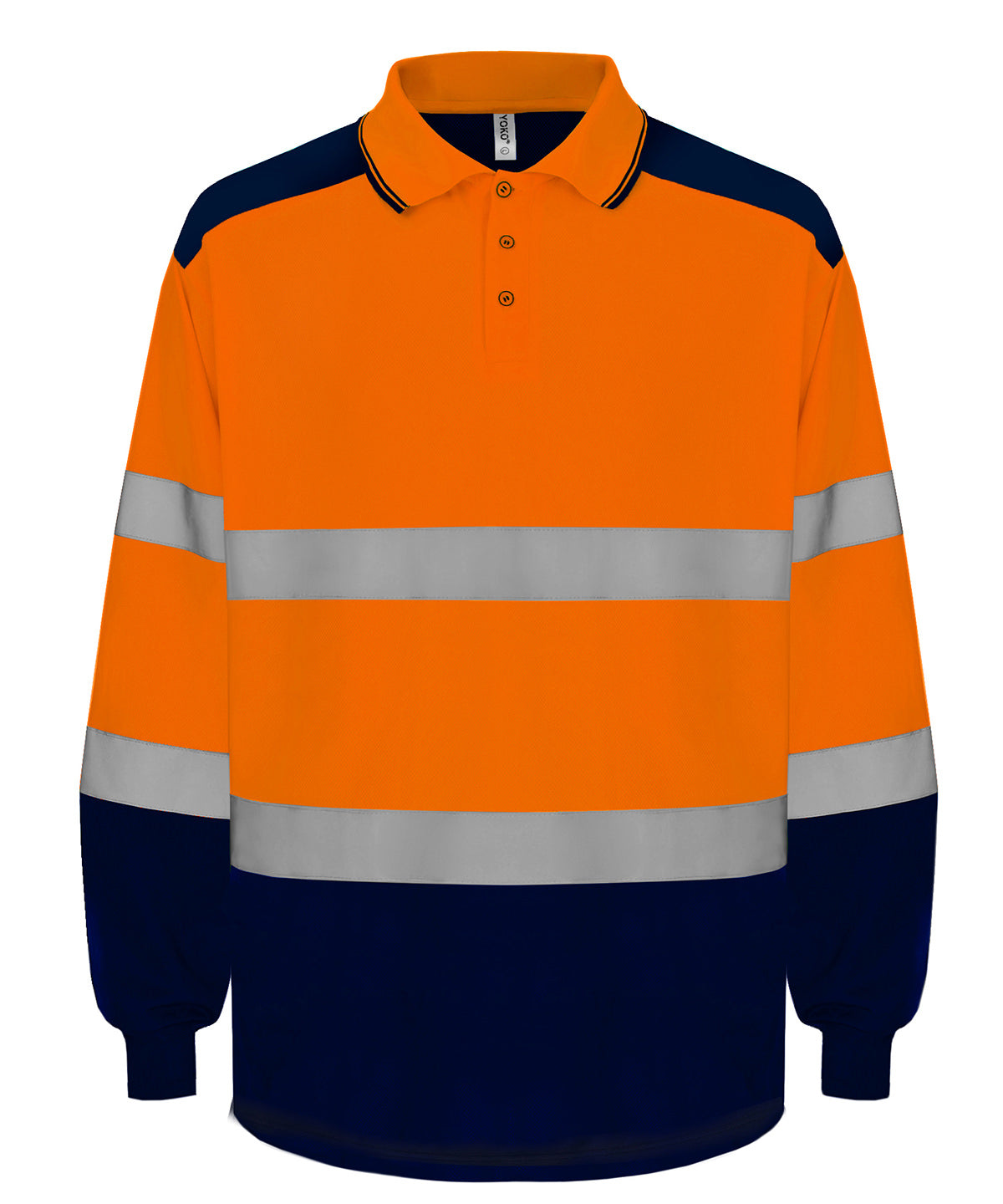 Hi-vis two-tone long sleeve polo (HVJ330) - Hi-vis Orange/Navy